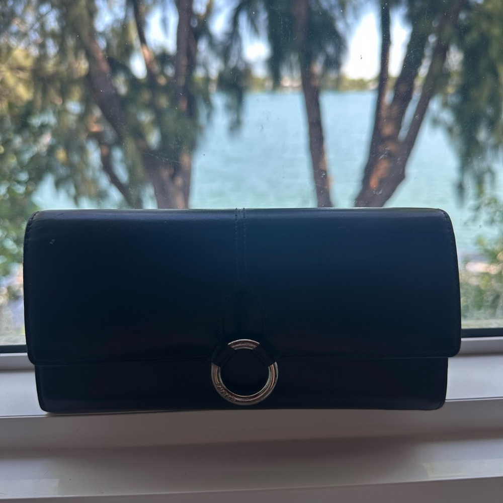 Furla Black Clutch with Silver Hardware